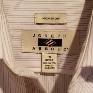 Men's dress shirt 15 32/33, white w/ light purple stripes Joseph Abboud new